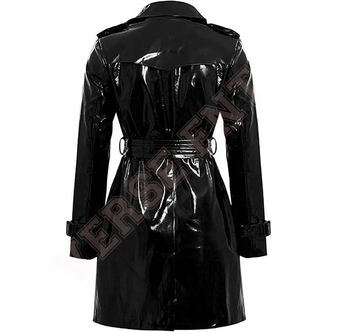 Women PVC Leather Trench Vinyl Shiny Light Weighted Raincoat Stylish Trench Coat - Image 2 of 4
