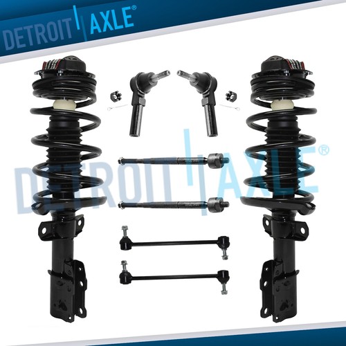 8pc Front Struts w/ Coil Springs Tie Rods Sway Bars for 2003 2007