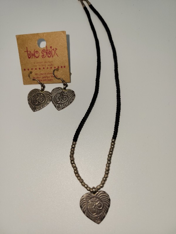 Two Stix pewter heart necklace/earrings set
