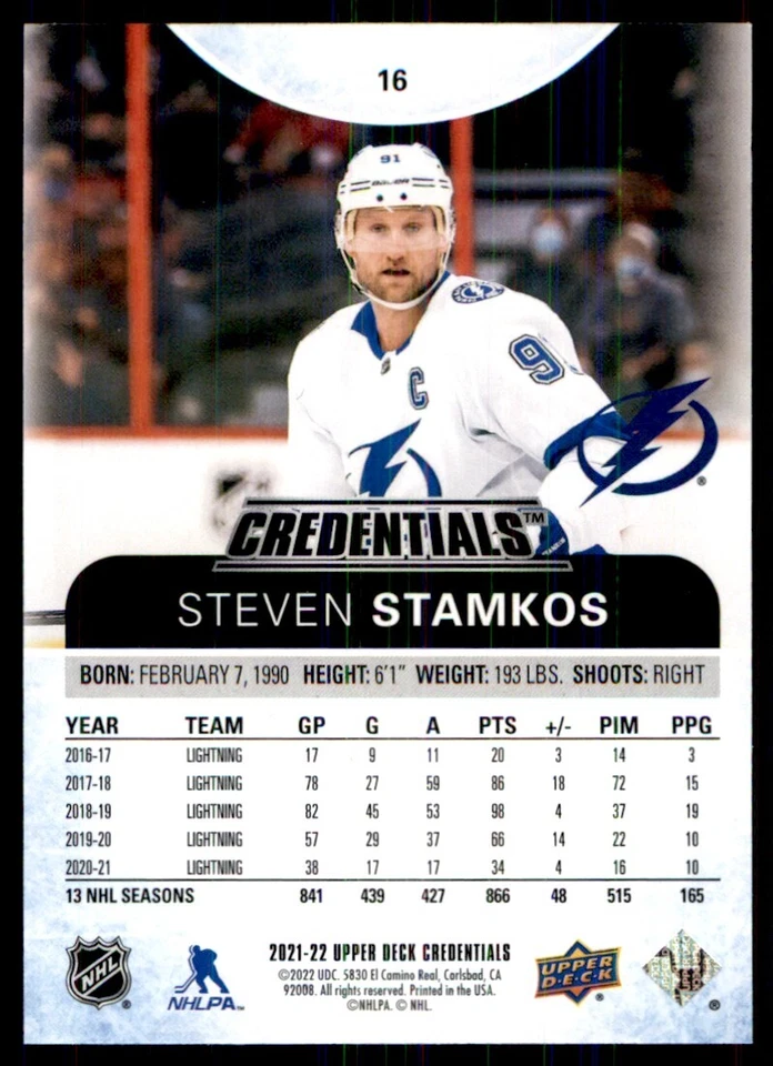 2021-22 Upper Deck Credentials Steven Stamkos #16 - Image 2 of 2