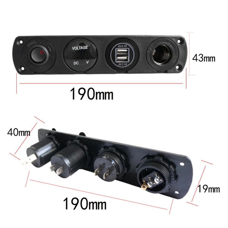 Zigarettenanzünder Auto Boot KFZ Einbau Steckdose USB Ladegerät LED Voltmeter*1 - Bild 3 von 4