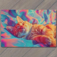 Art Print Cat Surrealism Cute Crazy Bright Colors Weird Strange Wild Unusual