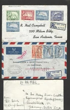 ADEN 1940 THREE COVERS TWO REGISTERED TO ENGLAND,  US AND TO BRITISH ZONE
