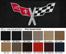 Lloyd Mats Velourtex C3 Corvette Crossed Flags Logo Floor Mats 1977-1979