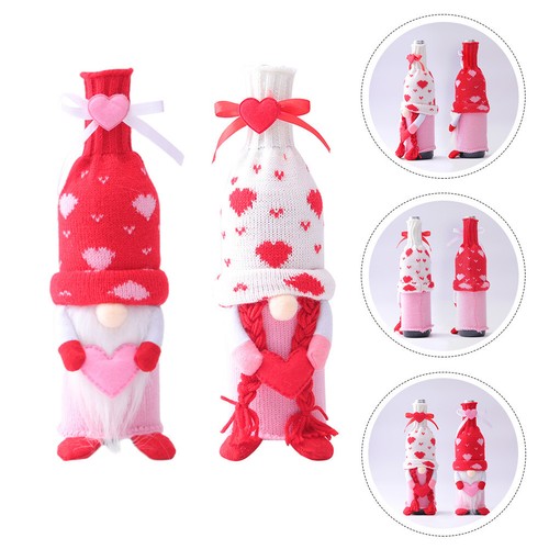 2 Pcs Valentines Tag Wein Flasche Decor Gnome Wein Flasche Topper - Bild 13 von 17