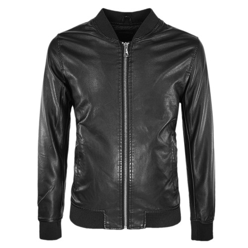 Giacca Moto Uomo Giubbotto Leggero Eco Pelle Giubbino Slim Fit Casual VEQUE - Afbeelding 4 van 40