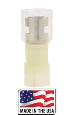 (100) Fully Insulated QD Nylon YELLOW (Female) Electrical Spade Crimp Connector 