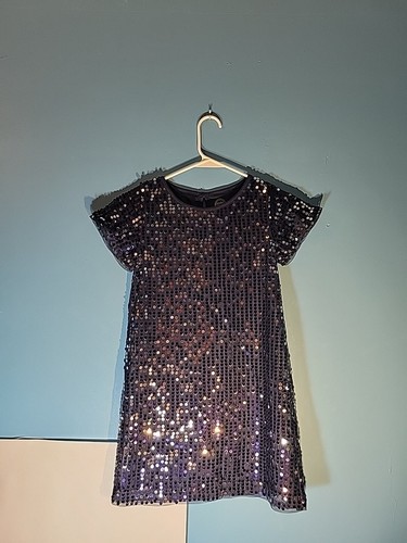 Wonder Nation Girls Short Sleeve Blue Sequin Dress Size M