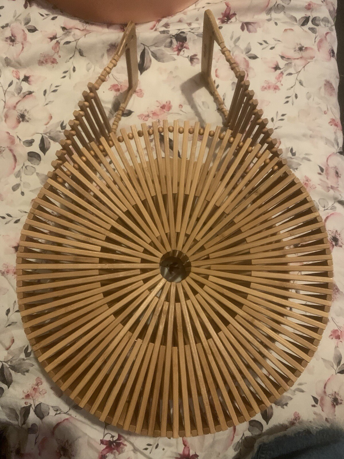 Cult Gaia Wooden bamboo round hand bag needs repair