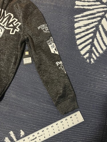 NBA Brooklyn Nets BKLYN Logo Mens Black Gray Sweatshirt Hoodie Sz US Small New - Picture 6 of 12