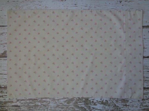 SIMPLY SHABBY CHIC Pink Rosebuds on Green Flat Sheet Twin Sz + Pillowcase COTTON - Picture 4 of 9