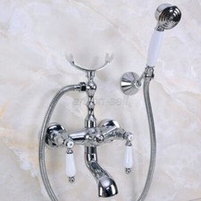 Chrome Brass Wall Mounted Clawfoot Bath Tub Faucet with Hand Shower Spray ana236