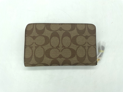 Coach F88913 Leather Zip Wallet in Signature Canvas Khaki for sale online eBay