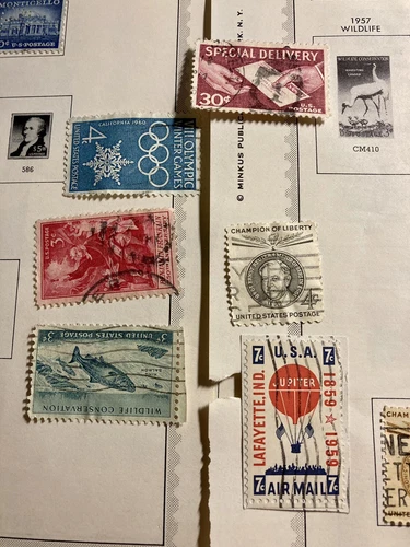 Lot Of 50 Early US United States Postage Stamps Album Pages Collection