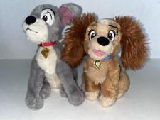 TRAMP PLUSH DOG LADY AND THE TRAMP - AUTHENTIC DISNEY STORE Lot Of 2