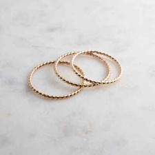 Set of 1-5 Rings, Rope Textured Tiny Gold Ring, Band, Stacking Dainty Handmade