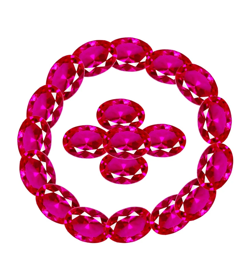 Natural Red Ruby 20 Pcs Lot 8x6 MM Loose Gemstone Certified Oval Cut W261 - Image 2 of 4