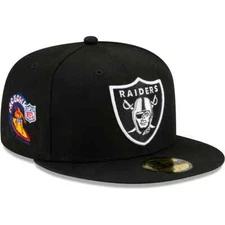 NEW ERA MENS LAS VEGAS RAIDERS 2001 PRO BOWL PATCH 59FIFTY FITTED HAT SIZE 7 1/8