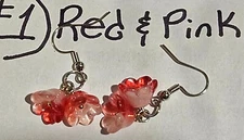 DOUBLE FLOWER GLASS EARRINGS ROSES HANDMADE 11 STYLES TO CHOOSE FROM COLLECT ALL