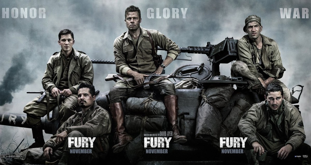 2014 Fury Movie Poster 11X17 Brad Pitt Jon Bernthal Shia Lebeouf