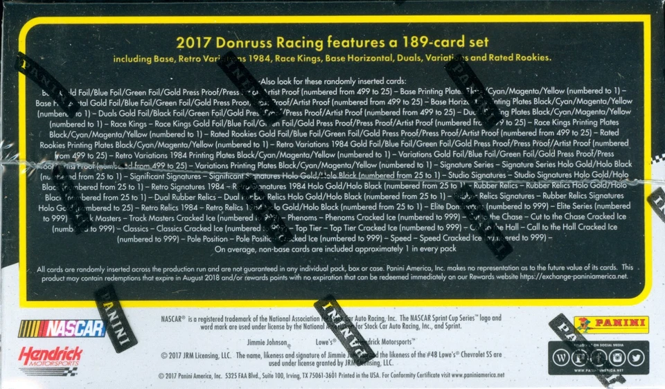 2017 Panini Donruss NASCAR Racing Factory Sealed 24 Pack Retail Box - Image 3 of 3