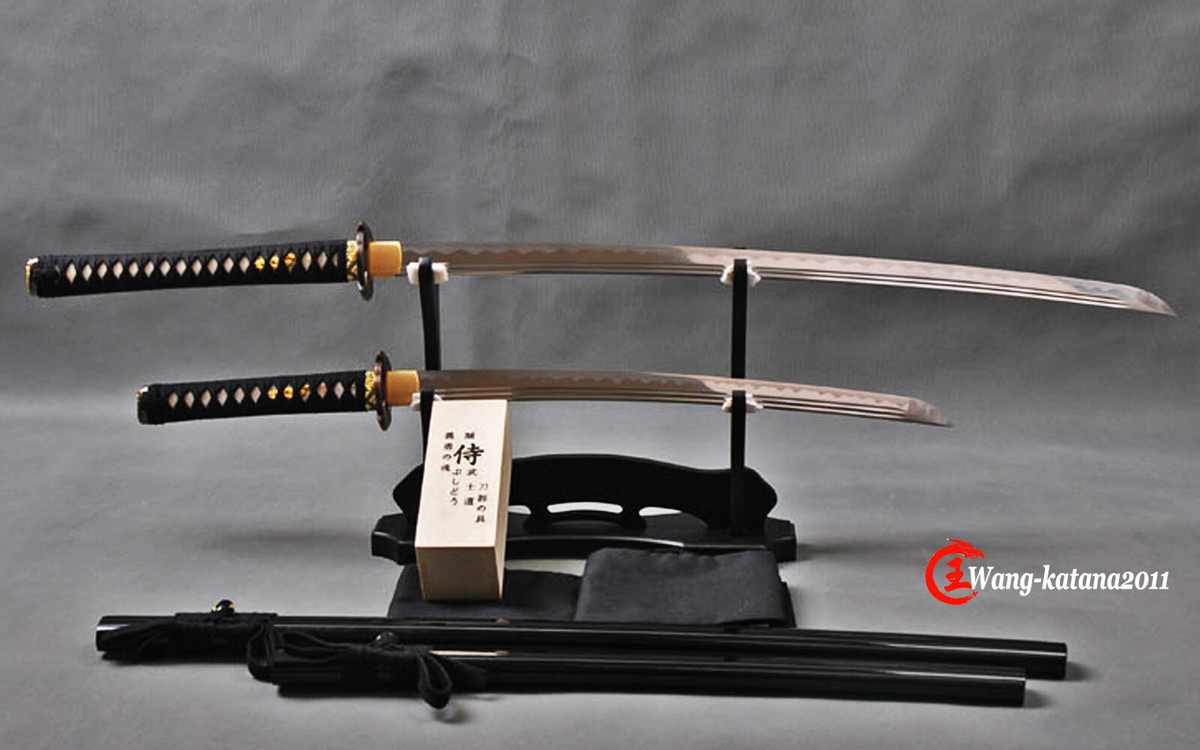 2PCS Japanese Samurai Swords Set T10 Steel 40''Katana+30