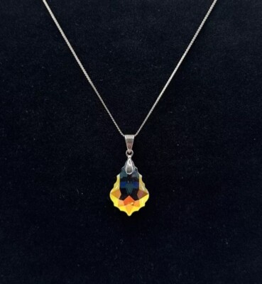 Beautiful Swarovski Shell 925 Sterling Silver Pendant And Necklace