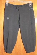 UNDER ARMOUR Ladies' Small KNIT PANTS black Charged Cotton ; semi-fitted euc