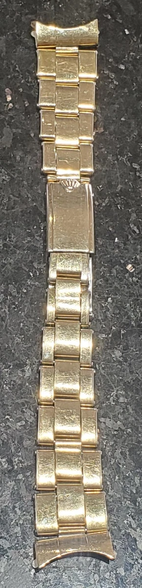 ROLEX 1950 s Gold Wrapped ACIER Rivet Oyster Bracelet 18.8mm PLAQUE OR L.7215