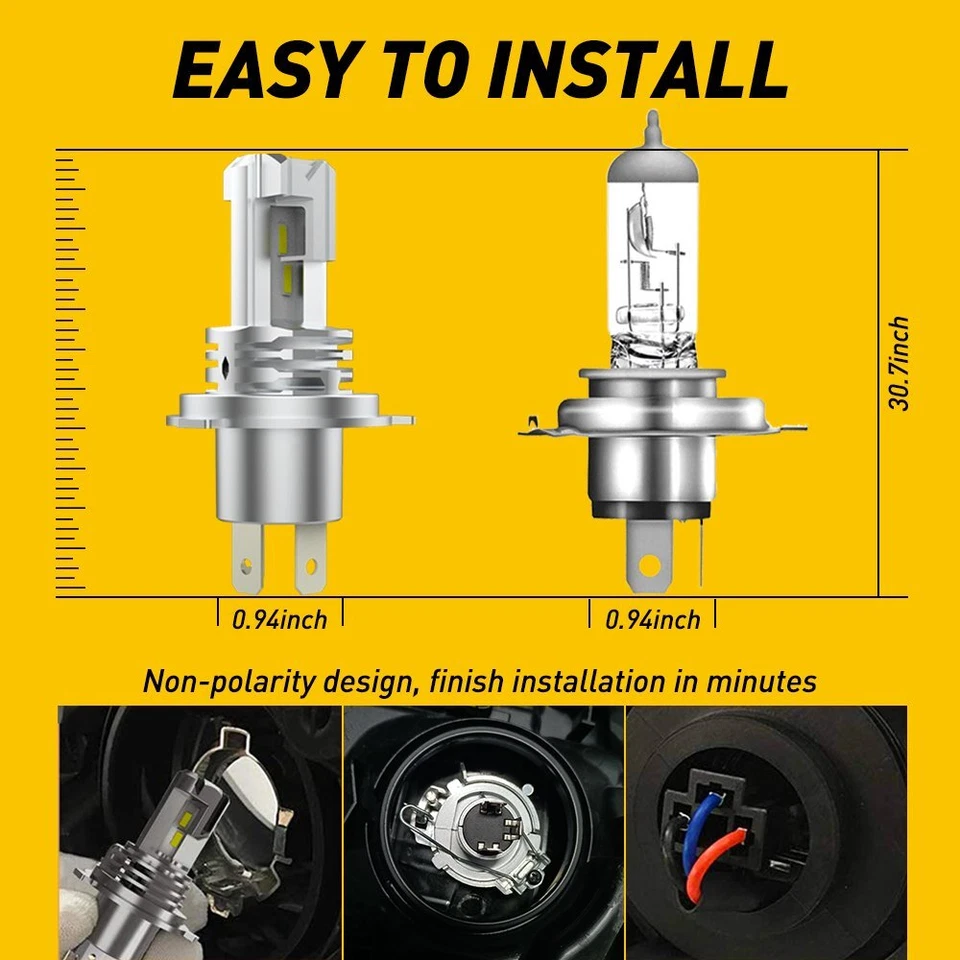 Para Moto H4 Bombilla LED Alta/Baja Luz Haz Delantero Brillante Super Faro M4 Foto 4 de 4