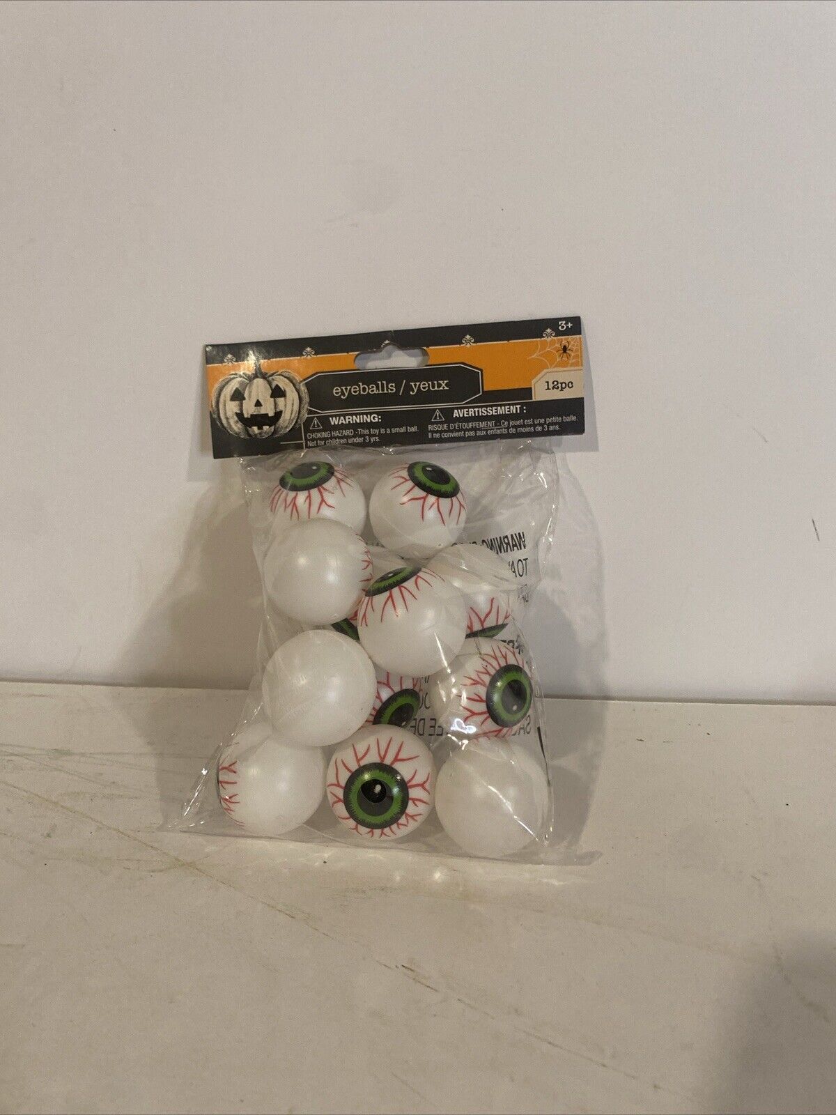 Brand New Halloween Eyeball Ping Pong Balls With  Green Eyes Pack Of 12