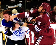 Paul Bissonnette vs Cam Janssen signed autographed 8x10 photo Coyotes Blues