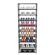 10-Tier Stackable Shoe Rack: Stainless Steel Frame, Holds 50 Pairs