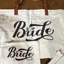 Bride  Bride Tribe White Black Tote Bags and Pouches Wedding Party Accessories