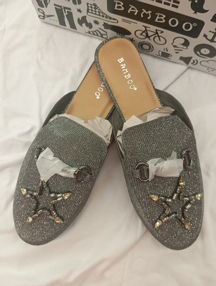 Bamboo Jackpot -19M Plateado PEW Brillante Talla 9 Zapatos Foto 2 de 4