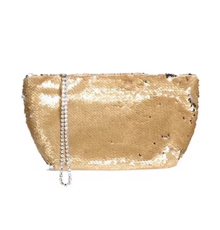 GEDEBE Gold and Silver Sequin Wristlet Evening Handbag NWOT