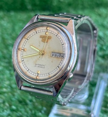 Original Seiko 5 Automatic || White  Dial || Men's Vintage Watch || 21 Jewels
