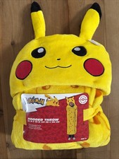 Super Soft Pokemon Pikachu 40” x 50” Hooded Throw Blanket Pockets Cozy NEW