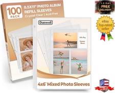 Photo Sleeves Polypropylene 4x6 100 Pack Acid-Free for Binder Photo Storage