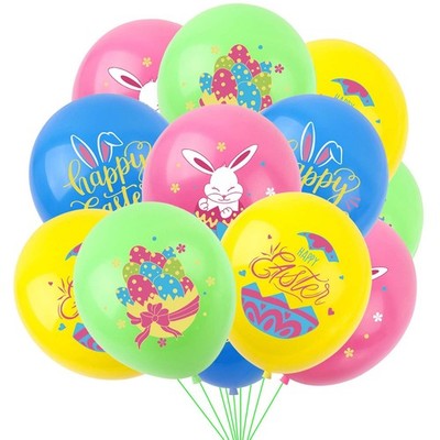 Happy Easter Balloons Bunny Eggs Balloons Green Pink Blue Yellow Party Balloo...