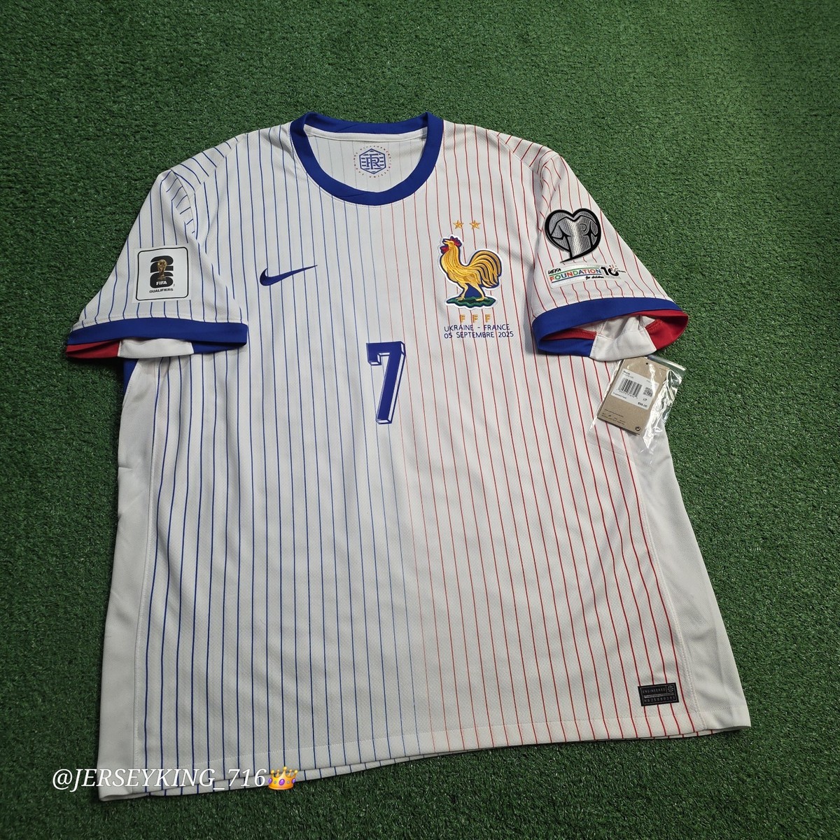 NIKE France Ousmane Dembele #7 2024/25 Away Soccer Jersey WC