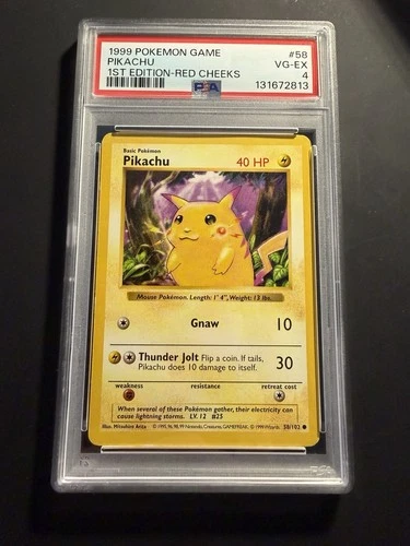 1999 POKEMON BASE SHADOWLESS 1st Edition mislabel? RED CHEEKS #58 PIKACHU PSA 4