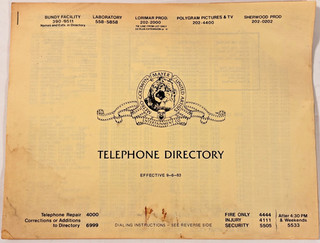 MGM STUDIO TELEPHONE DIRECTORY 1983 MOVIE FILM Vintage