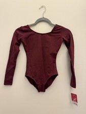 Girl's Capezio Long Sleeve Leotard Size Large/ 12 Dance Tumbling Maroon