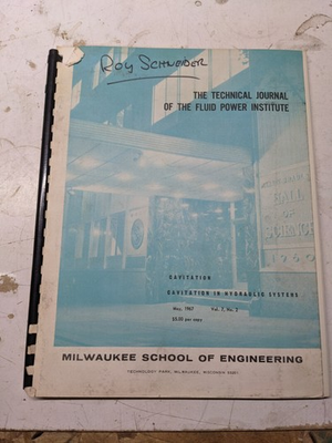 #ad TECHNICAL JOURNAL OF FLUID POWER INSTITUTE CAVITATION IN HYDRAULIC SYSTEMS 1967 $55.00