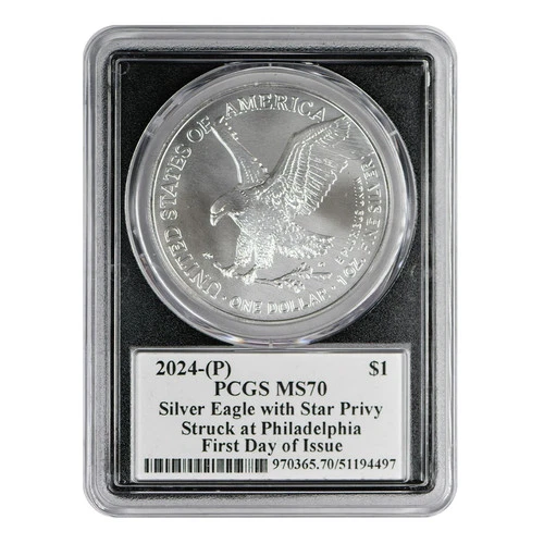2024 American Silver Eagle PCGS MS-70 Star Privy FDOI Emily Damstra Signed