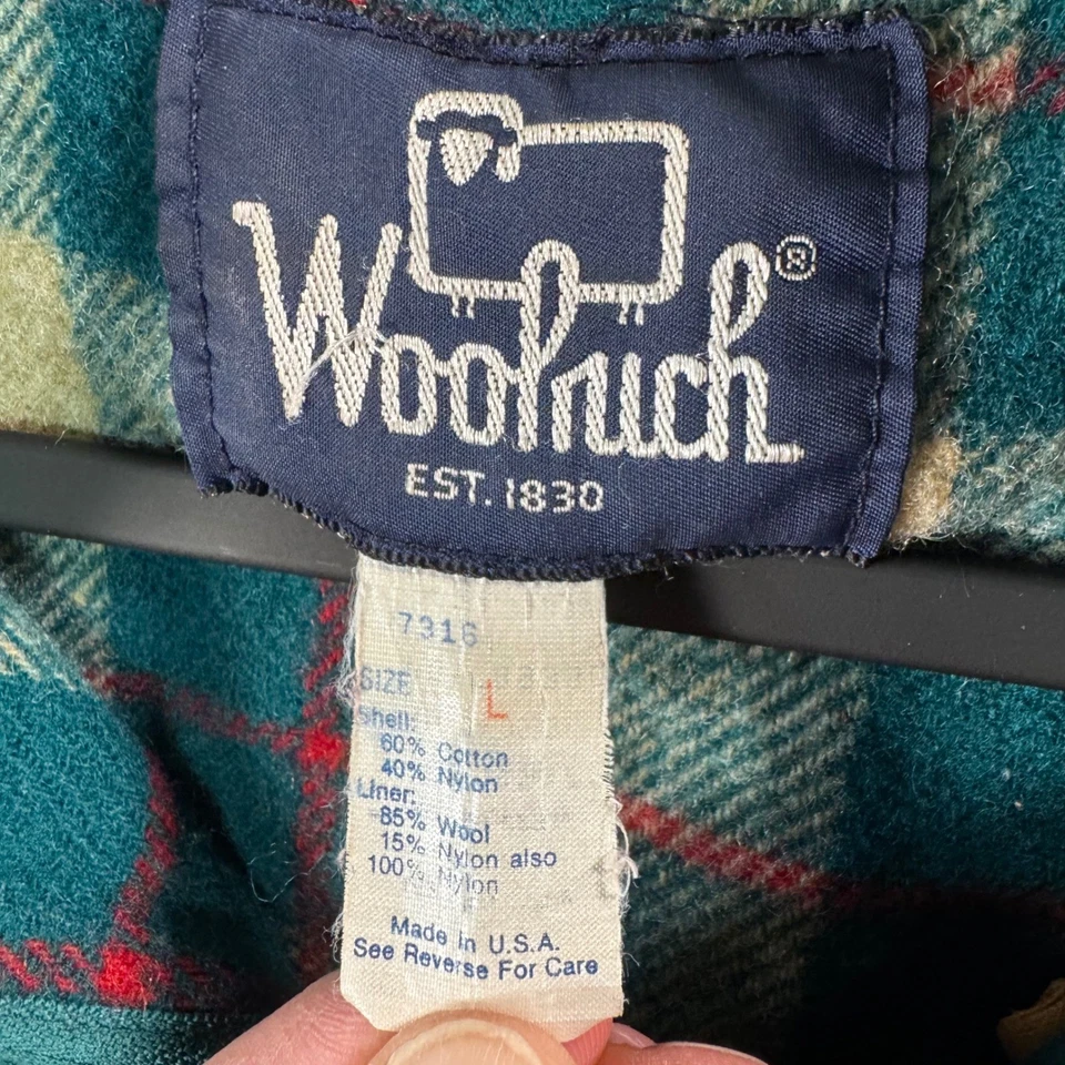 Chaqueta con Capucha Woolrich Teal De Colección Hombres L Forrada a Cuadros Algodón Nylon Hecha en EE. UU. Gorpcore Foto 2 de 4