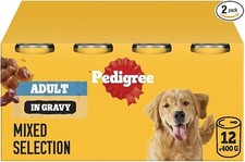 12 x 400g Pedigree Adult Wet Dog Food Tins Mixed Selection in Gravy Dog Can 3.16 per kilo