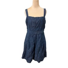 GAP Denim Pinafore Dress Square Neck Sleeveless A Line Sz 12 Jumper Apron