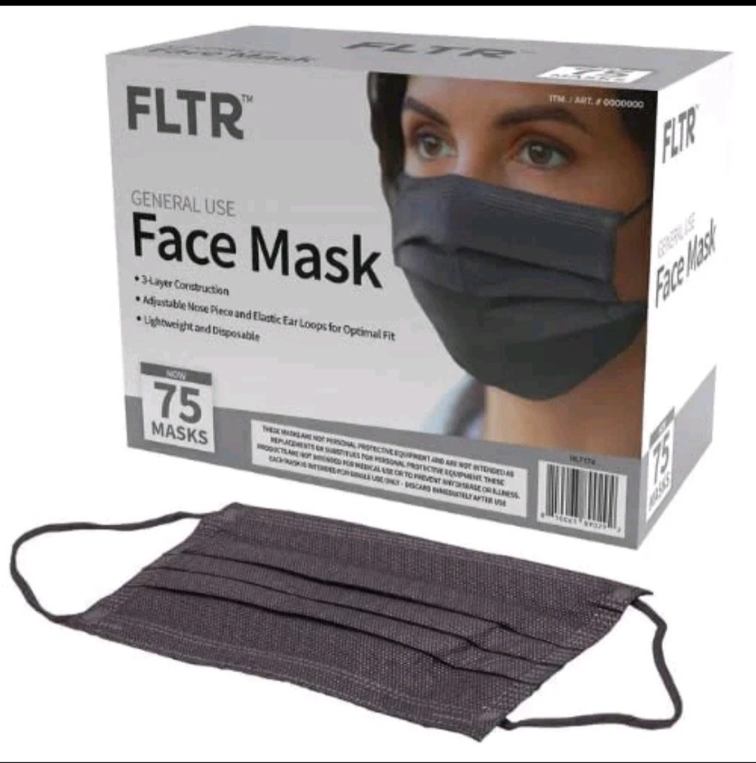 FLTR General Use Disposable Face Mask Black 75 Count Pack of 3
Opens in a new window or tab